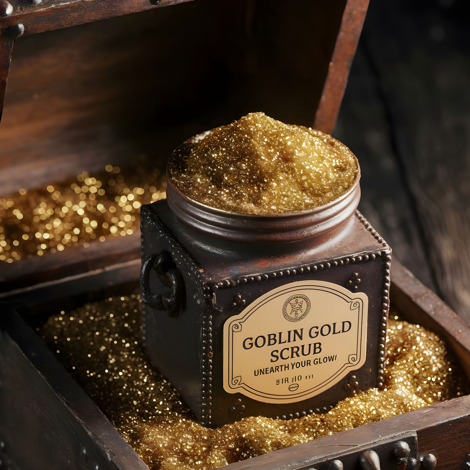 Treasured Gold Exfoliator in a Rustic Pot