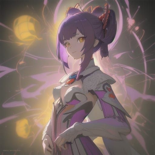 Petite Anime Idol in Vibrant Purple Hair and 3D Art Style