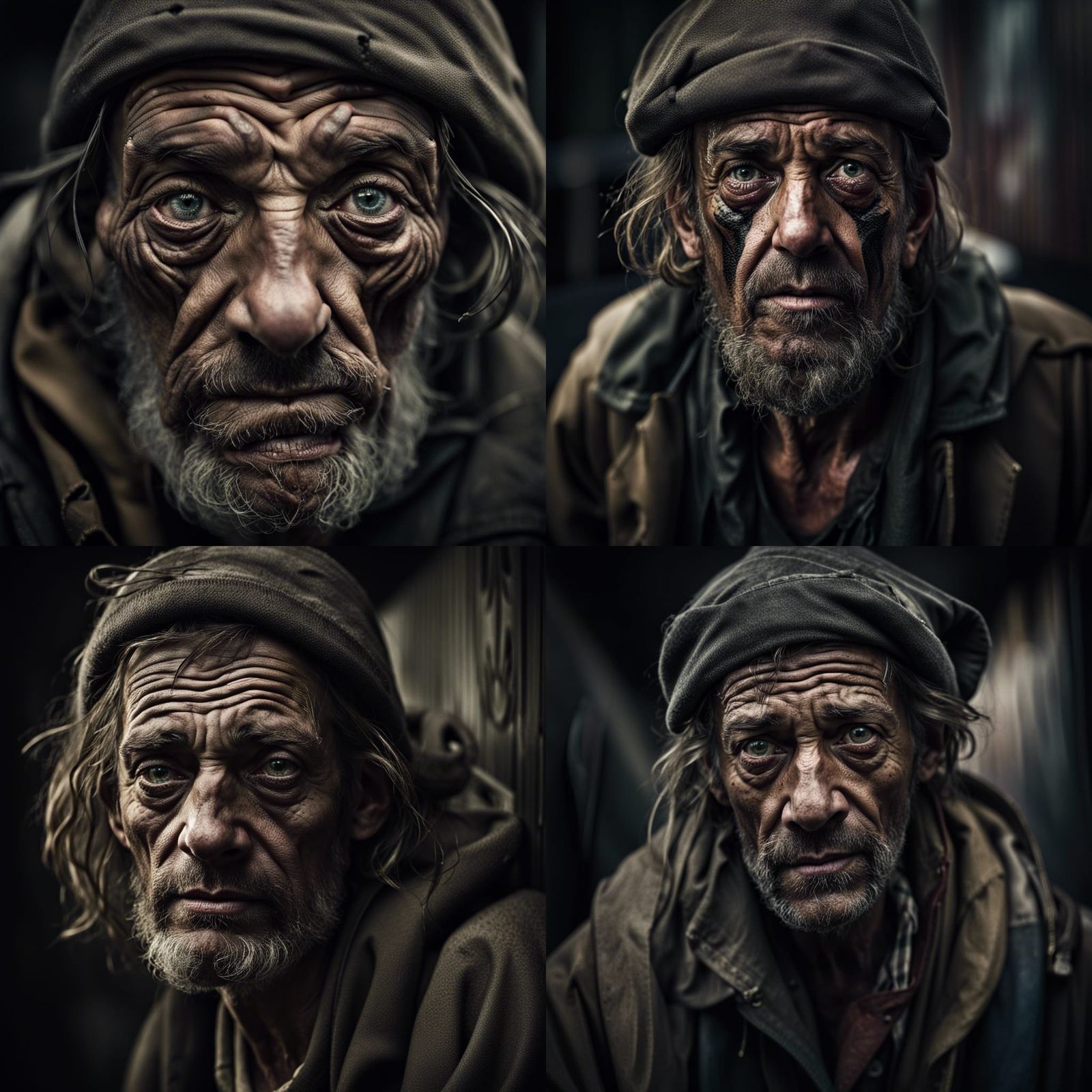 Gritty Portrait of a Homeless Man in 4K