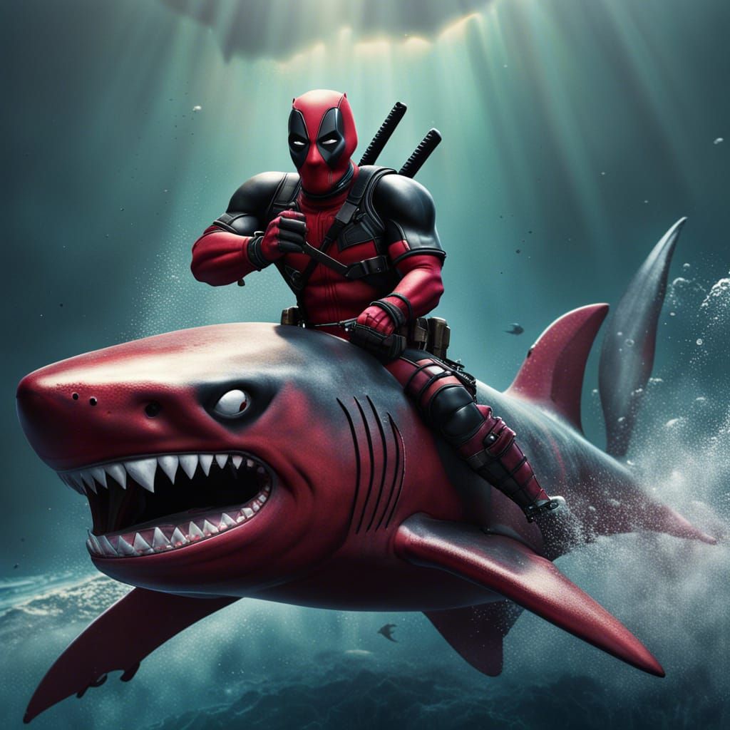 Deadpool Rides a Shark in Detailed Matte Painting