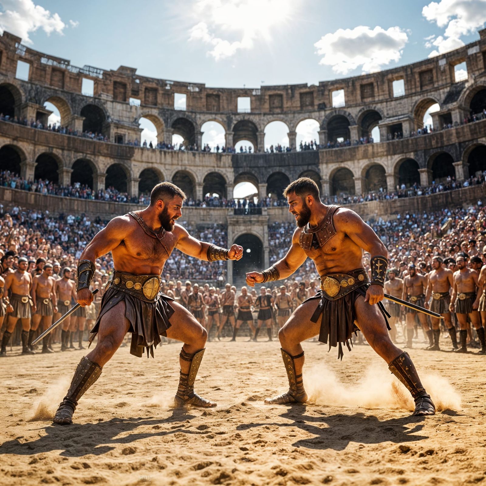 Gladiator Battle in Roman Colosseum, Dramatic 8K Moment