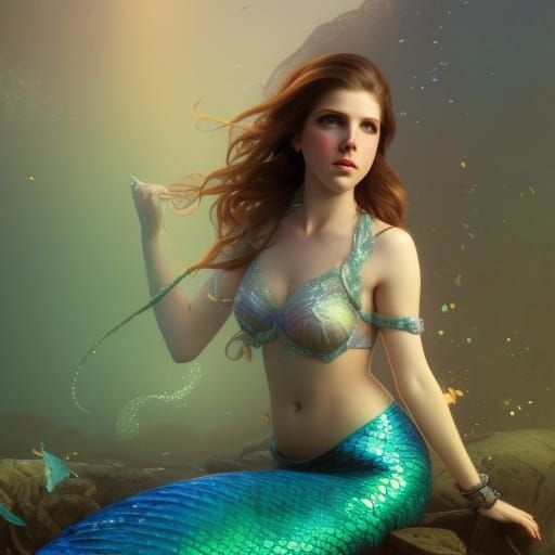 Anna Kendrick as Mermaid: Art Nouveau Portrait