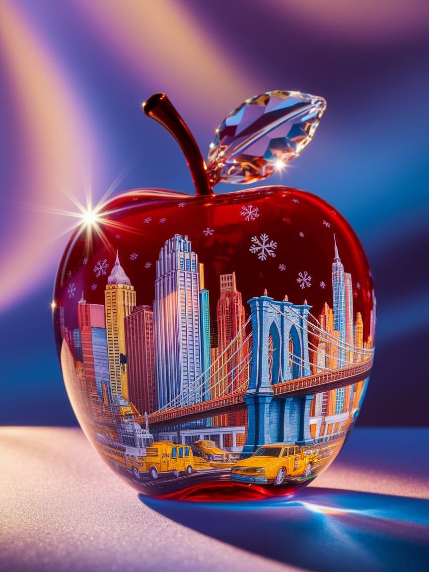 NY landscape in a crystal apple