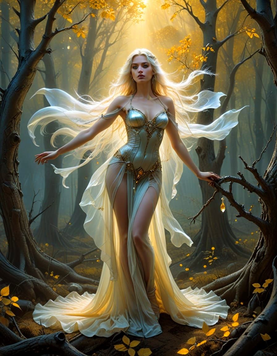 Ethereal Aspen Goddess in Glass Painting