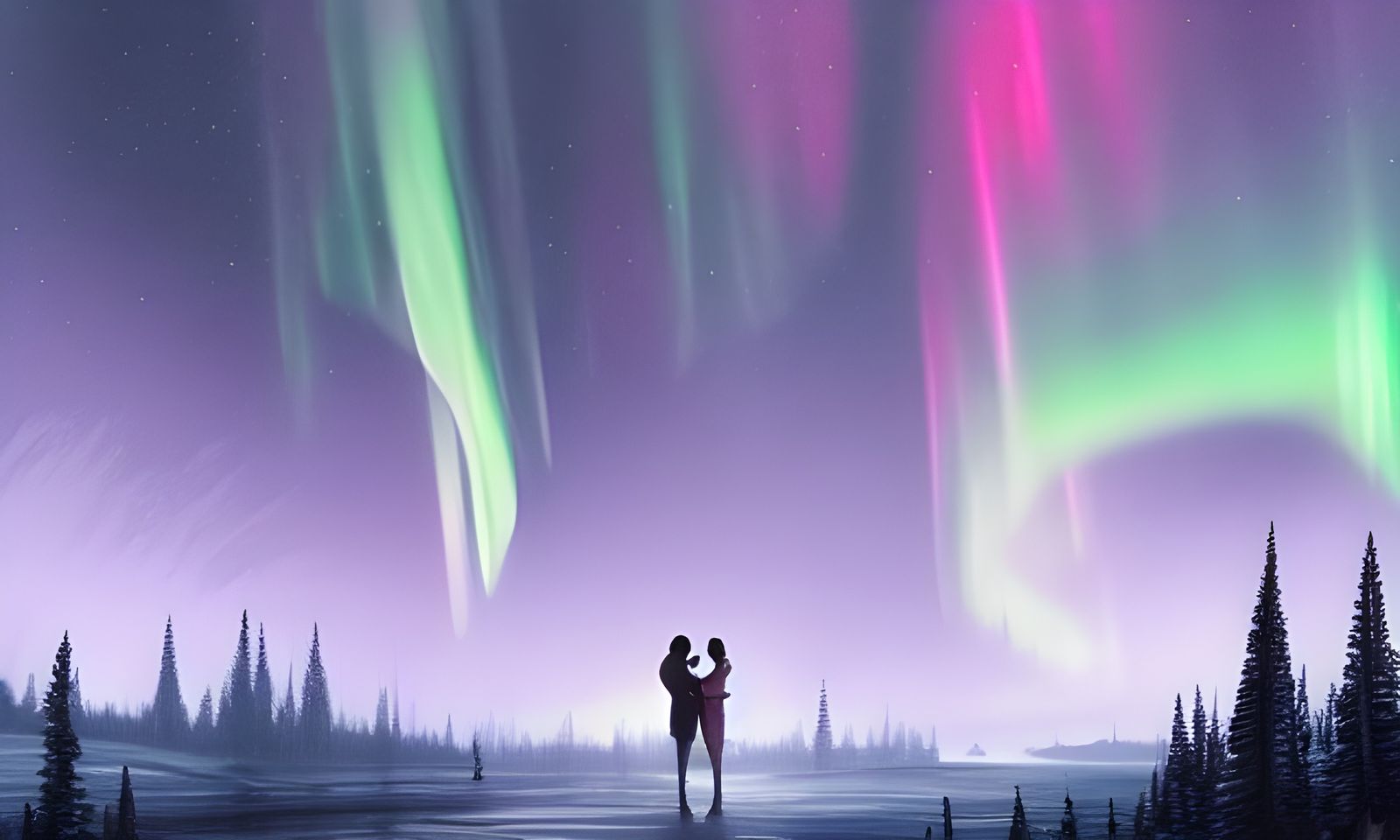 Romantic Dance Under September Stars, Digital Matte Painting