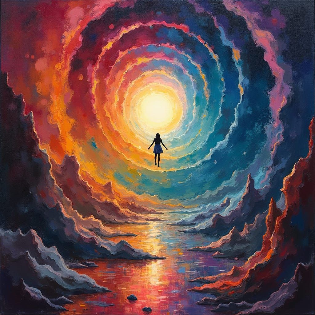 Abstract Cosmic Odyssey in Vibrant Cubist Realms