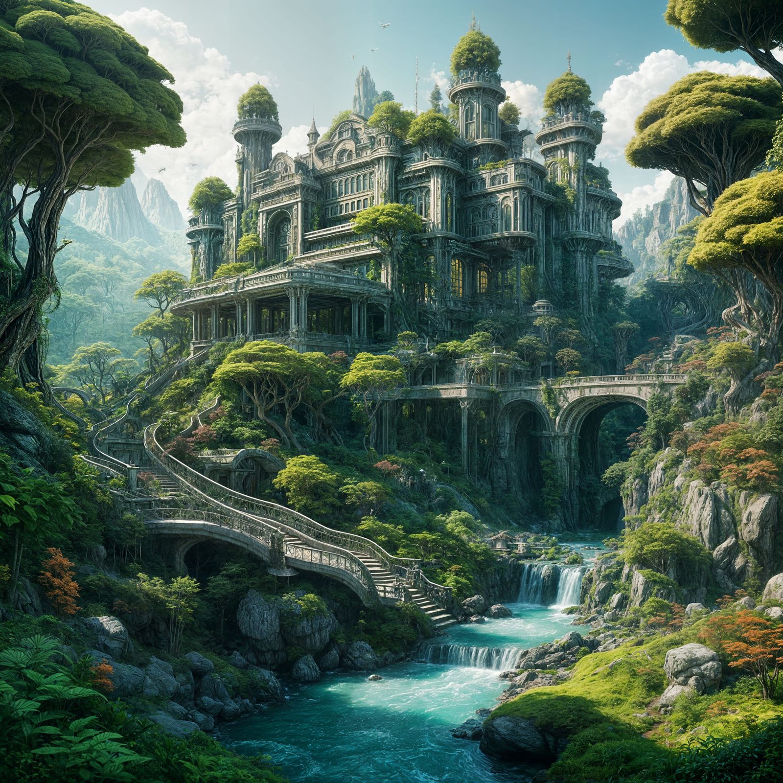 Sci-Fi Mansion in Overgrown Fantasy Forest