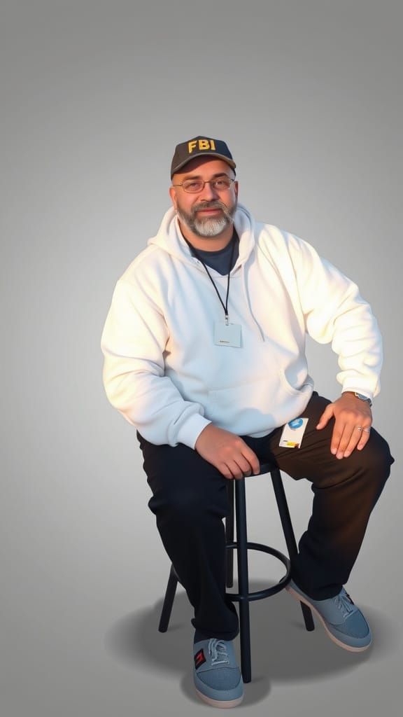 Photorealistic Studio Portrait of Man in FBI Cap