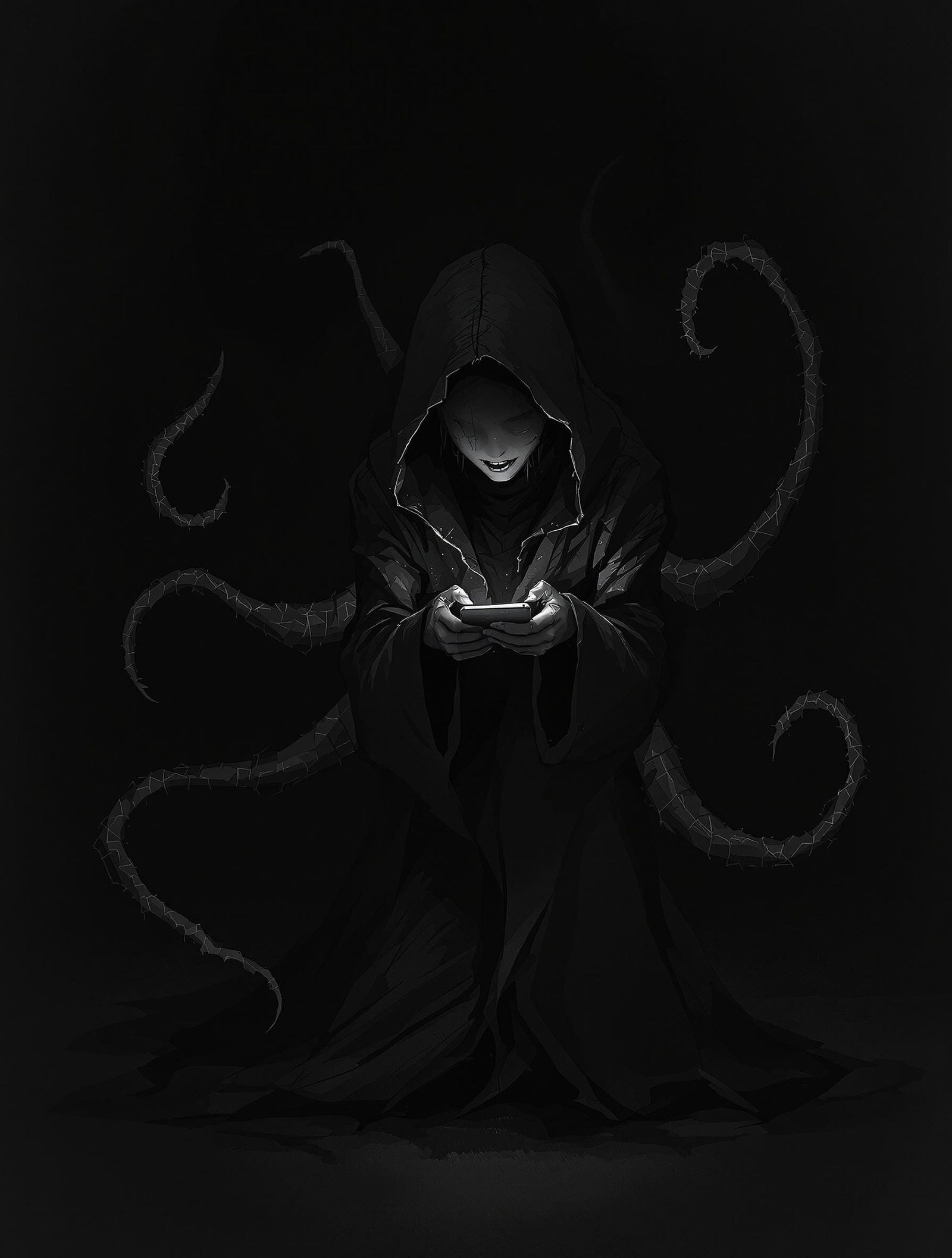 Dark Cyberpunk Female Hacker in Shadows