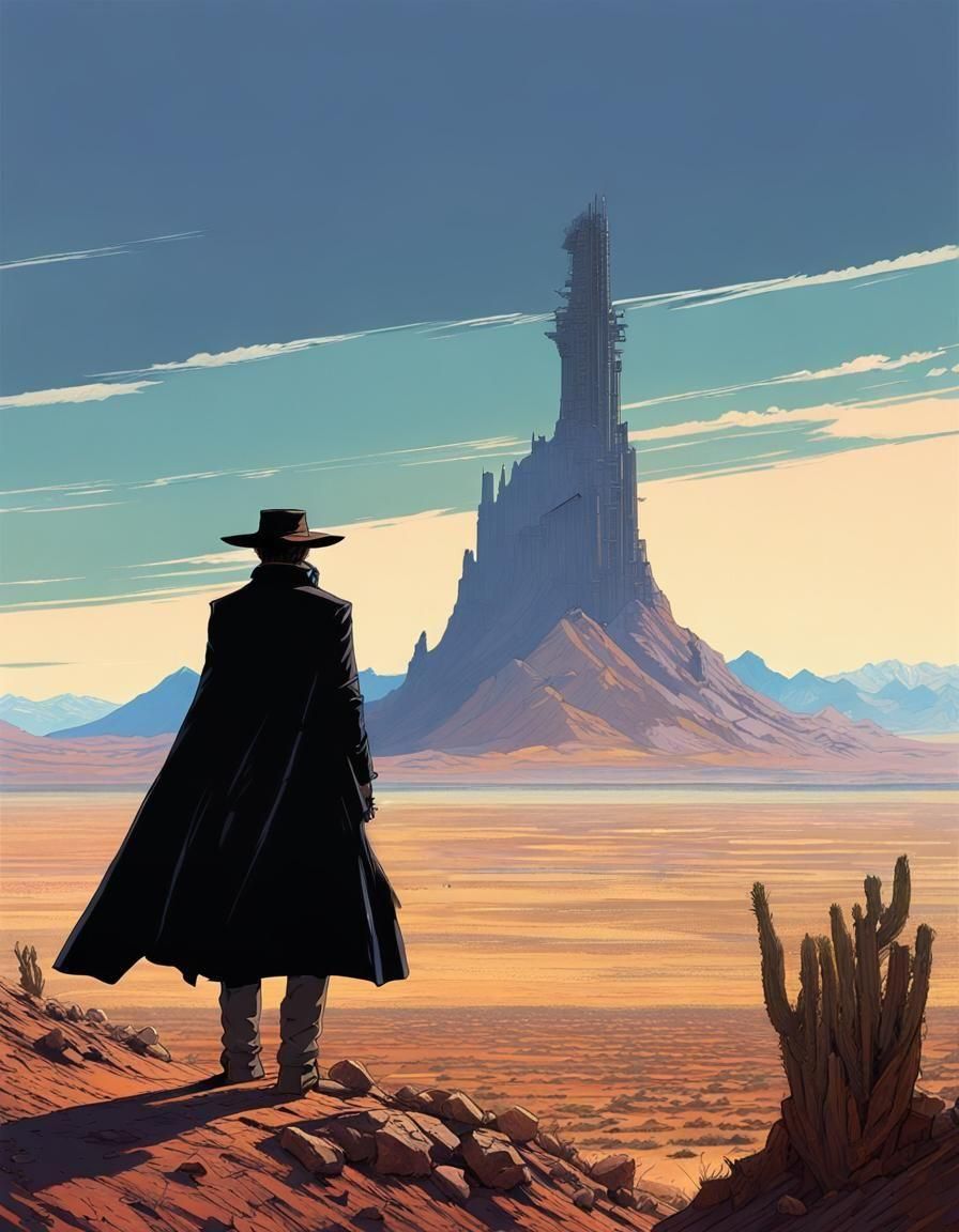 Lonesome Pistolero in Desert Silhouette