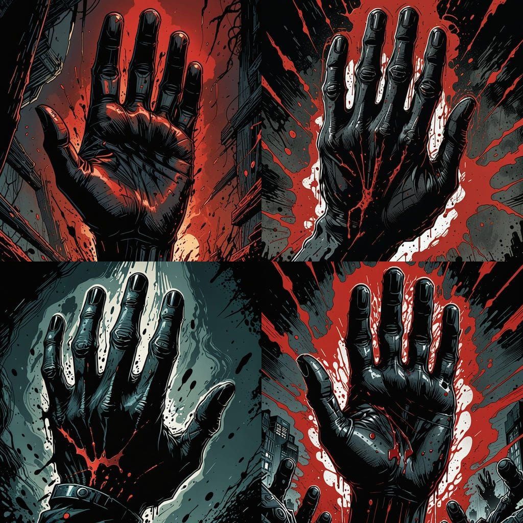 Bleeding Finger in Gritty Comic Book Style