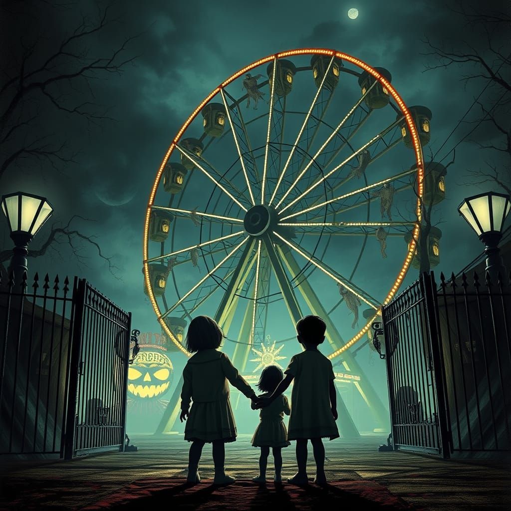 Scary Vampire Carnival with Ferris Wheel of Corpses