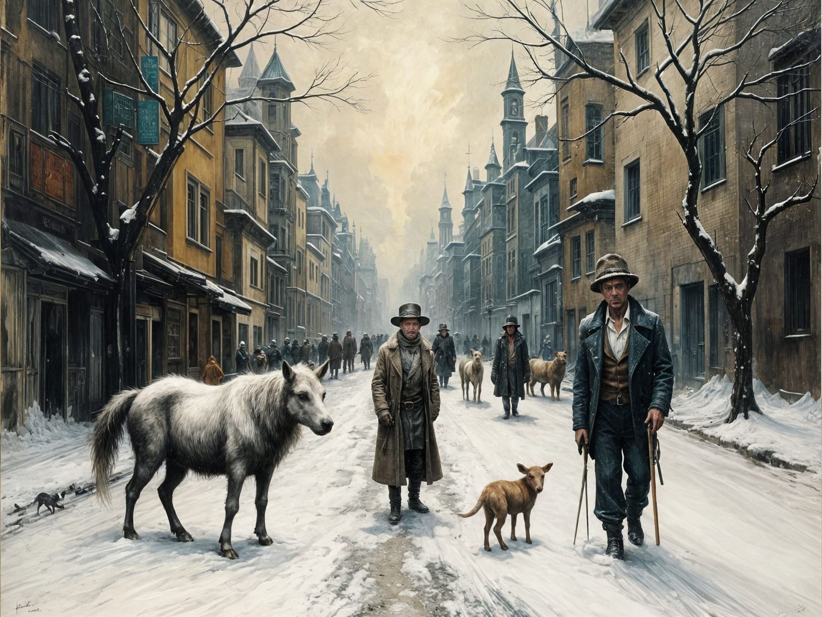 Epic Post-Apocalyptic Scene in a Desolate Winter City