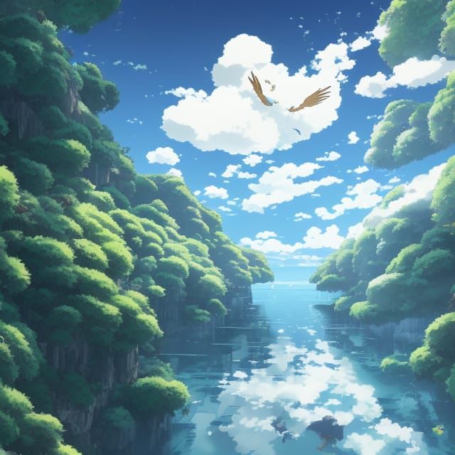 Torii Gate in Ghibli Style by Makoto Shinkai