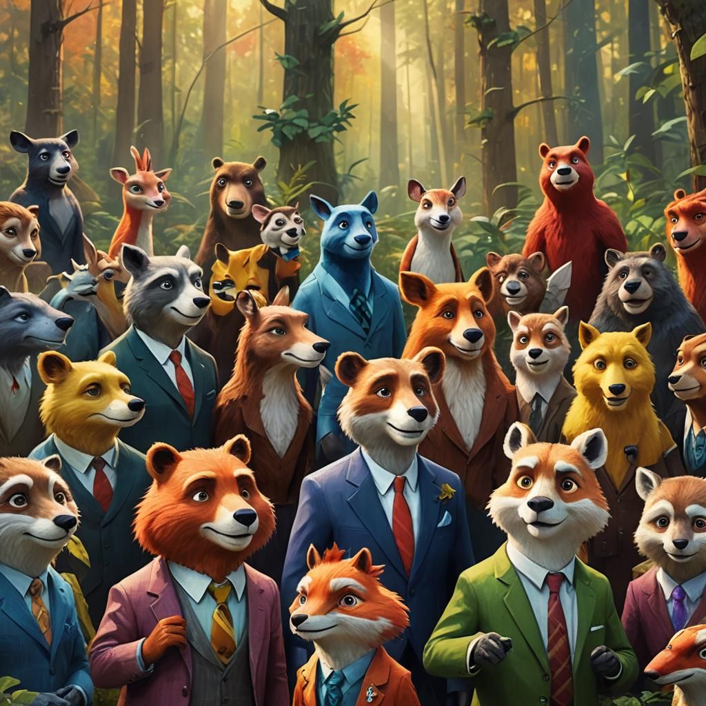 Animals in Suits Meeting: Vibrant 3D Animation