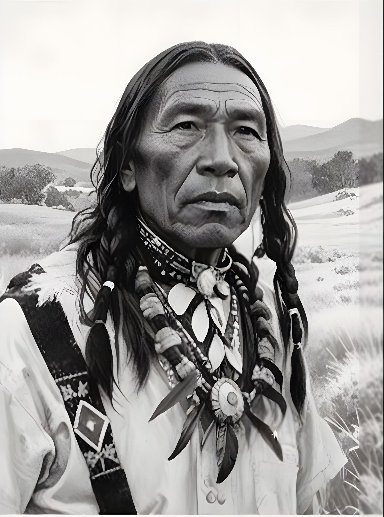 Native American Warrior in Gritty Western Realism
