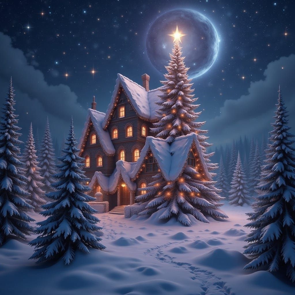 Epic Cosmic Holiday Scene in Digital Matte Painting Style