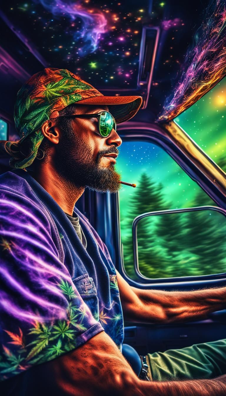 Trippy Space Trucker's Psychedelic Journey