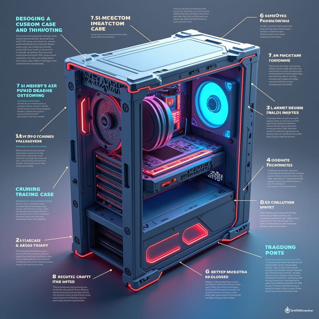 3D Anime Infographic: Custom Computer Case Design