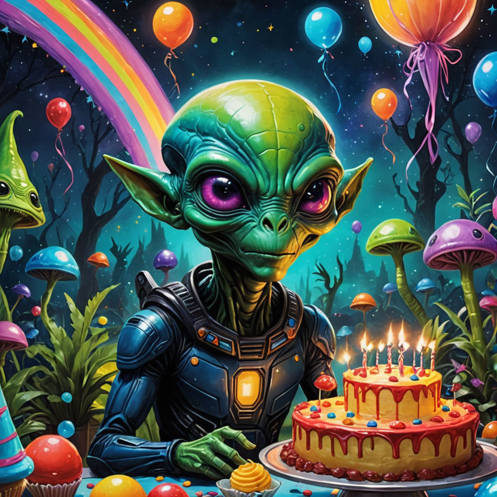 Whimsical Alien Birthday Party Scene