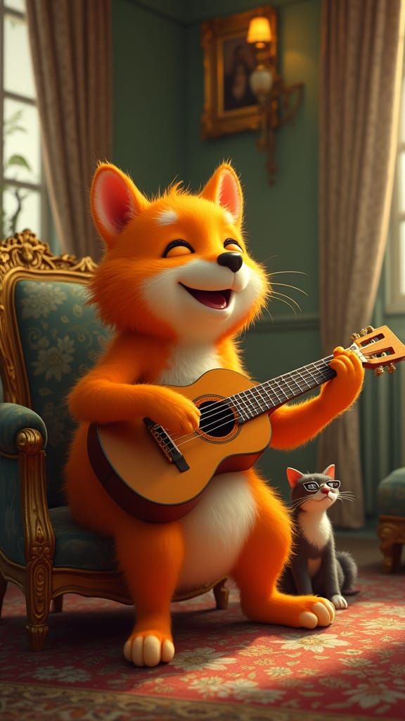 Whimsical Canine Crooner in Elegant Abode