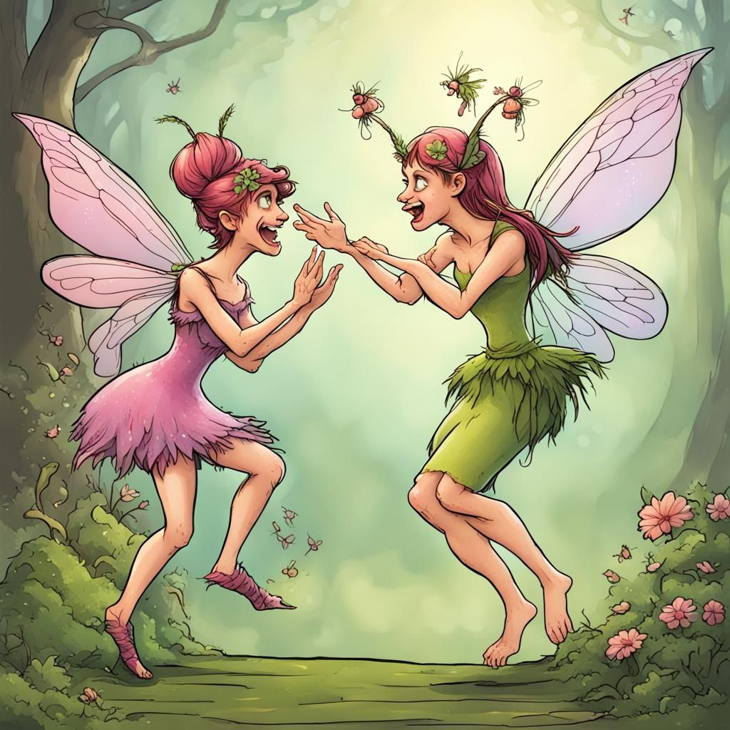 Funny Fairies Slapstick Fantasy Scene