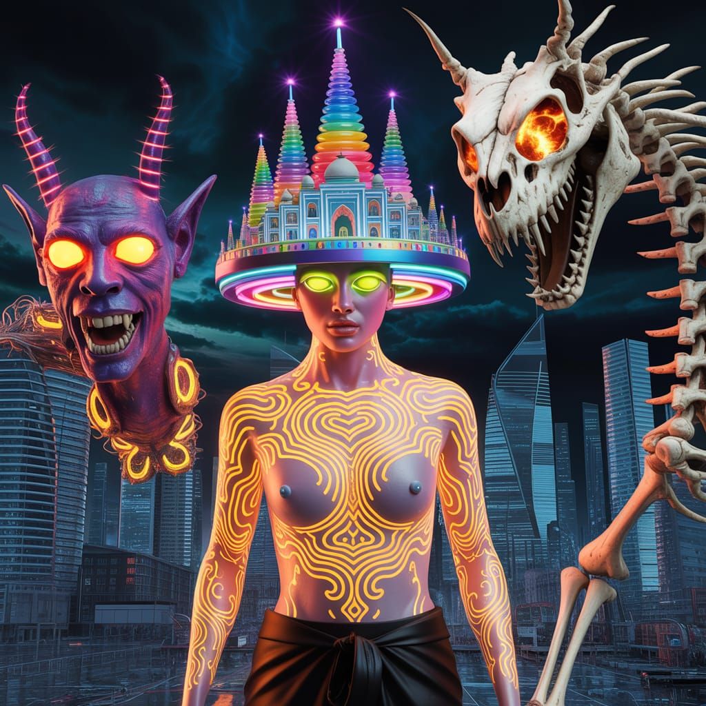 Cosmic Goddess of the Cyberpunk Metropolis