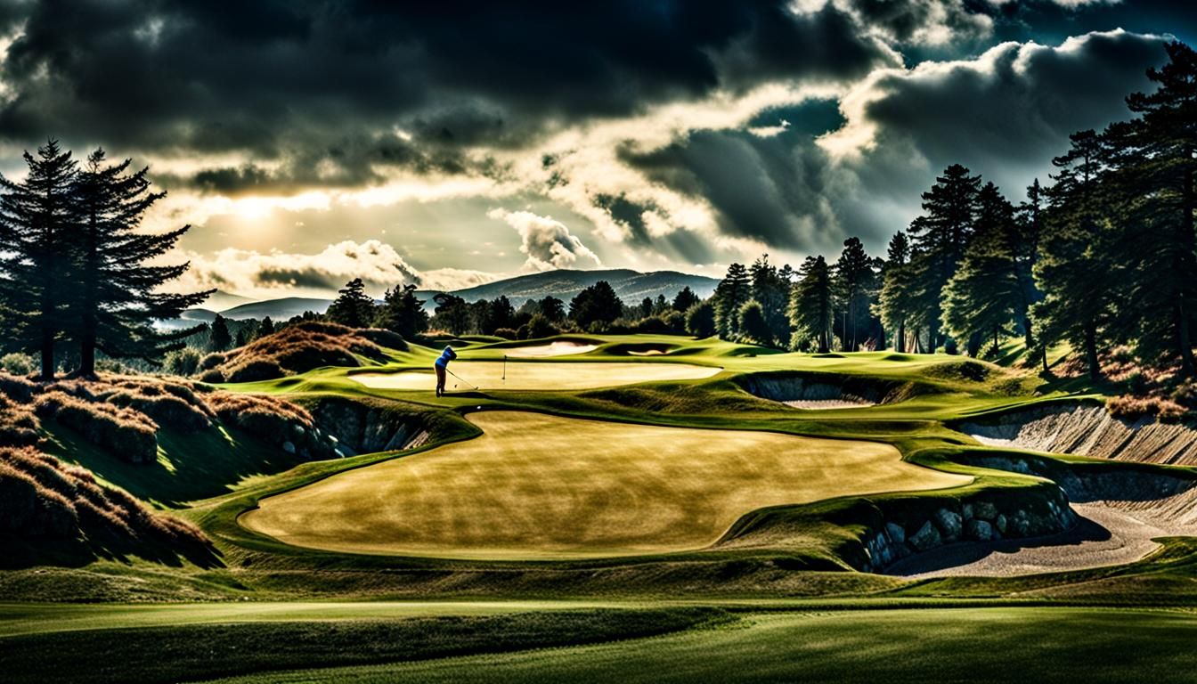 Wonder Woman Golfing on Scottish Course in HDR