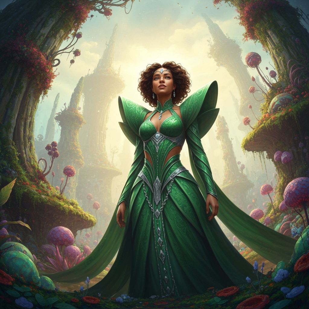 Majestic Woman in Dreamlike Scenery