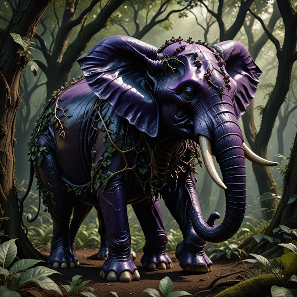 Elderberry Eggplant Elephant Hybrid in Shadow Forest