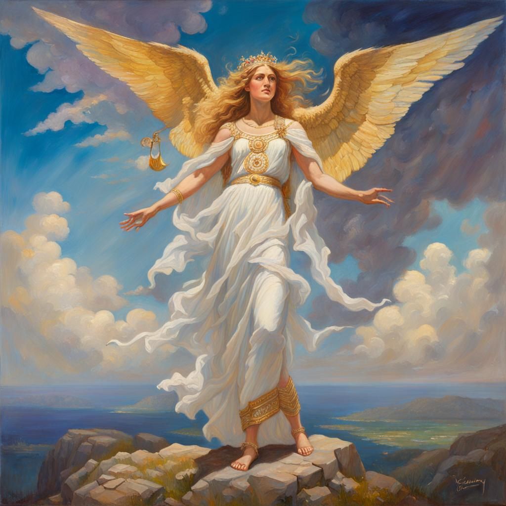 Iris, Greek Goddess of the Rainbow, Oil Painting