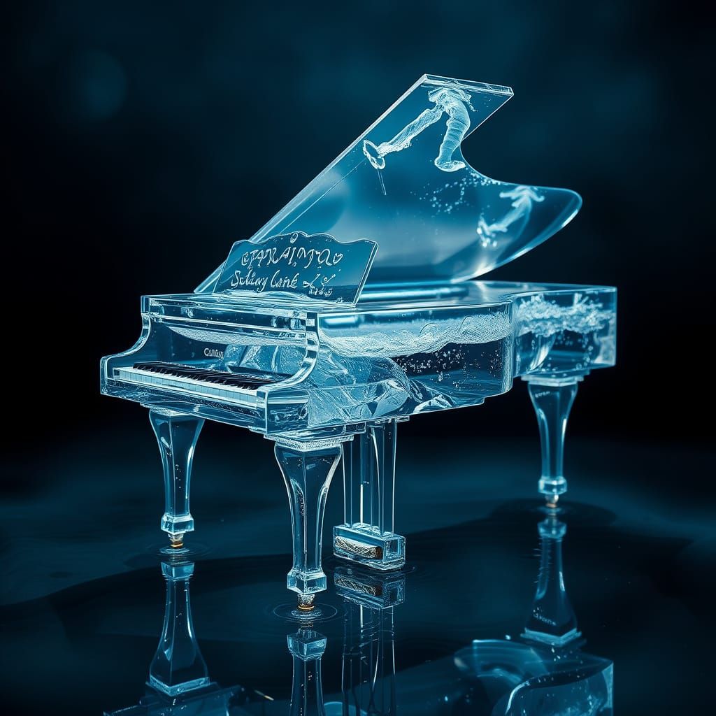 Crystal Clear Piano in Moonlit Water