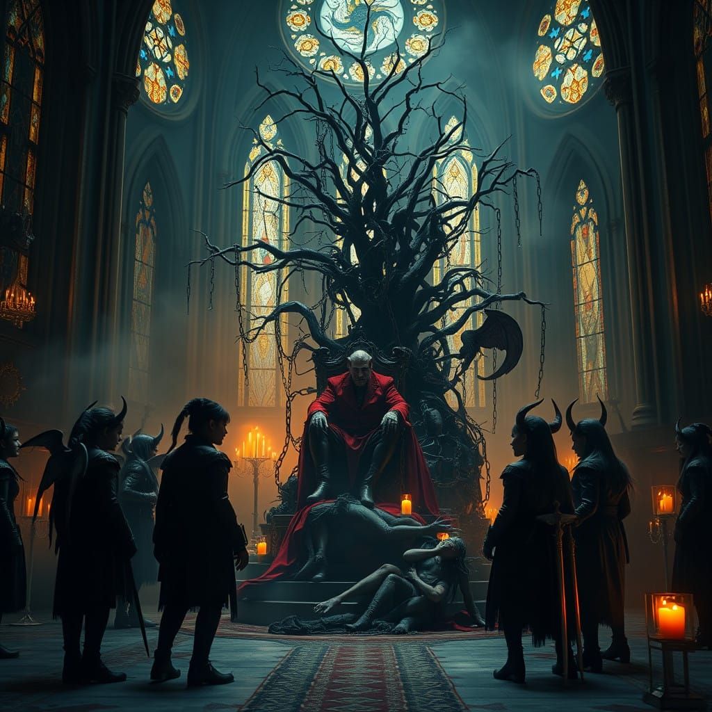 Surreal Christmas Scene in Gothic Cathedral Style