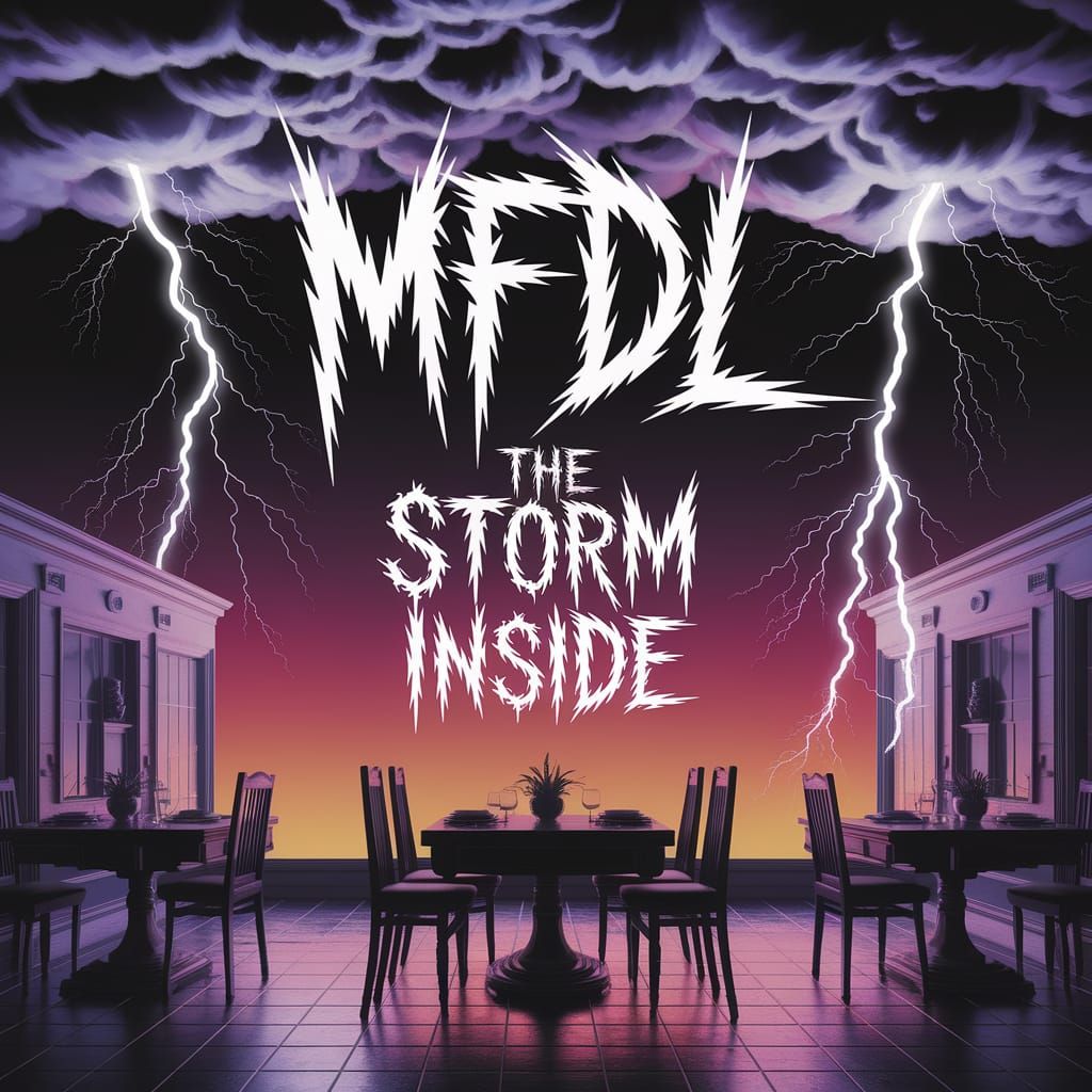 Cyberpunk House with Lightning Text in Surreal Style