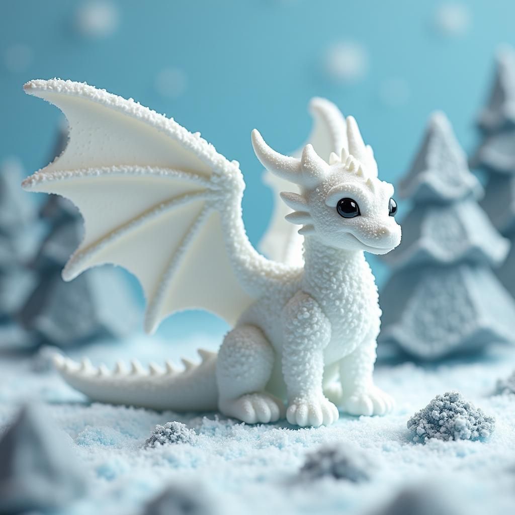 Plastic Snow Dragon Diorama