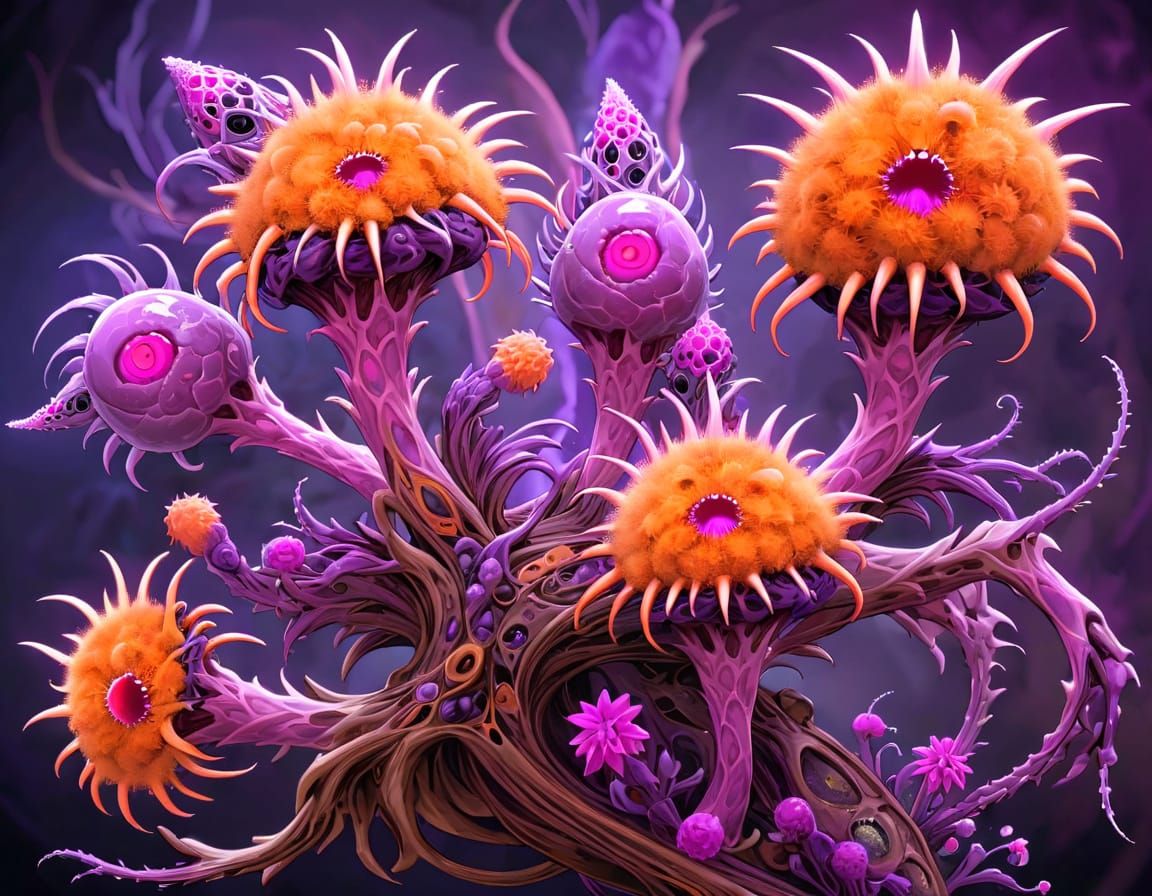 Bioluminescent Fractal Plant in Vibrant Hues