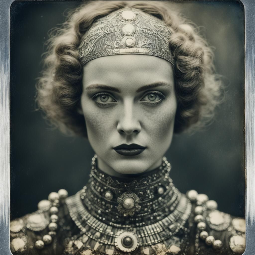 1920s Model in Retro-Futuristic Polaroid Portrait