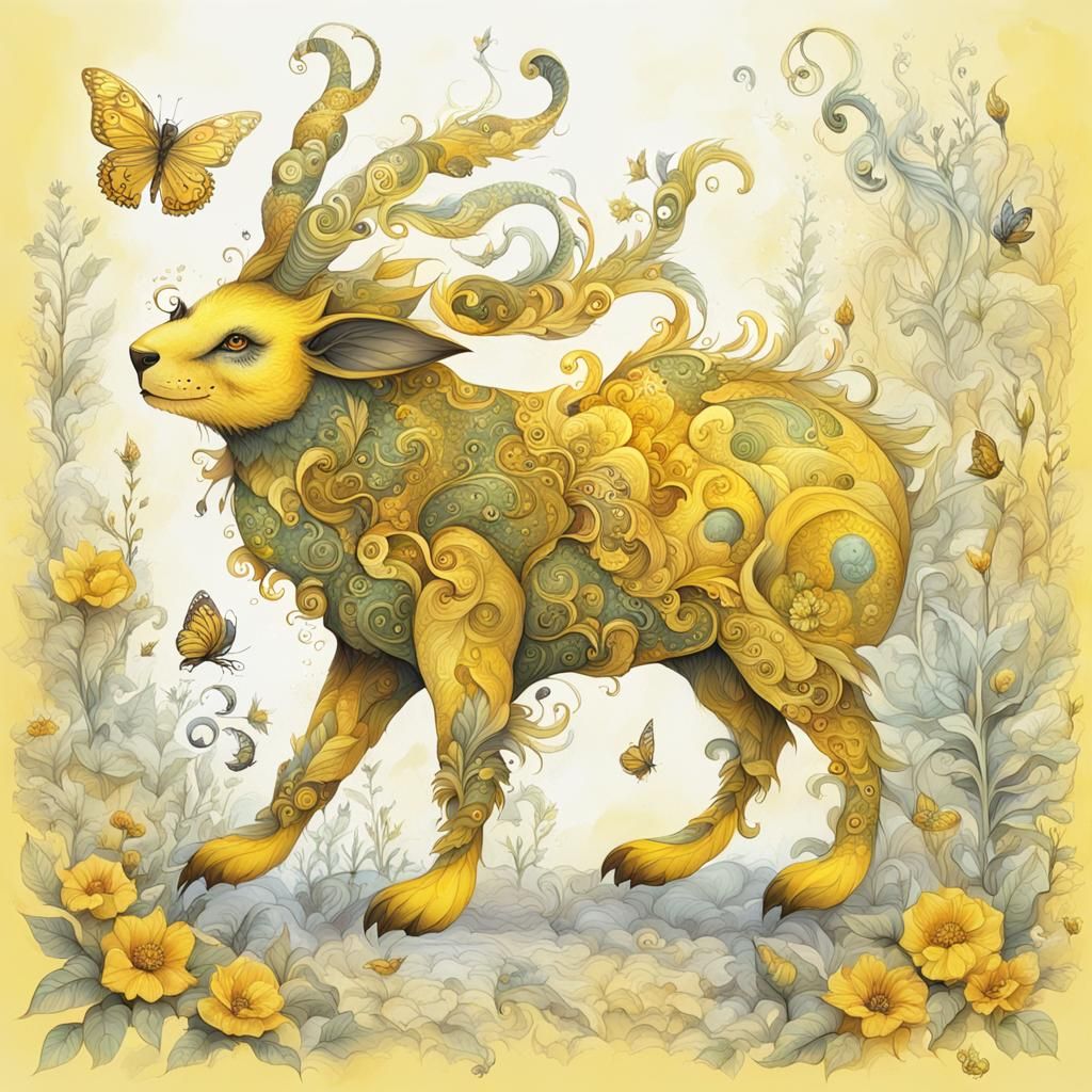 Harmonious Yellow Fantasy Creature Design