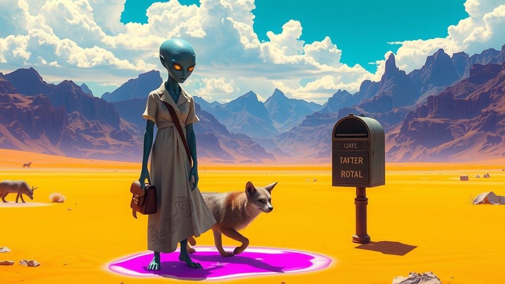 Alien Encounter in a Desert Landscape