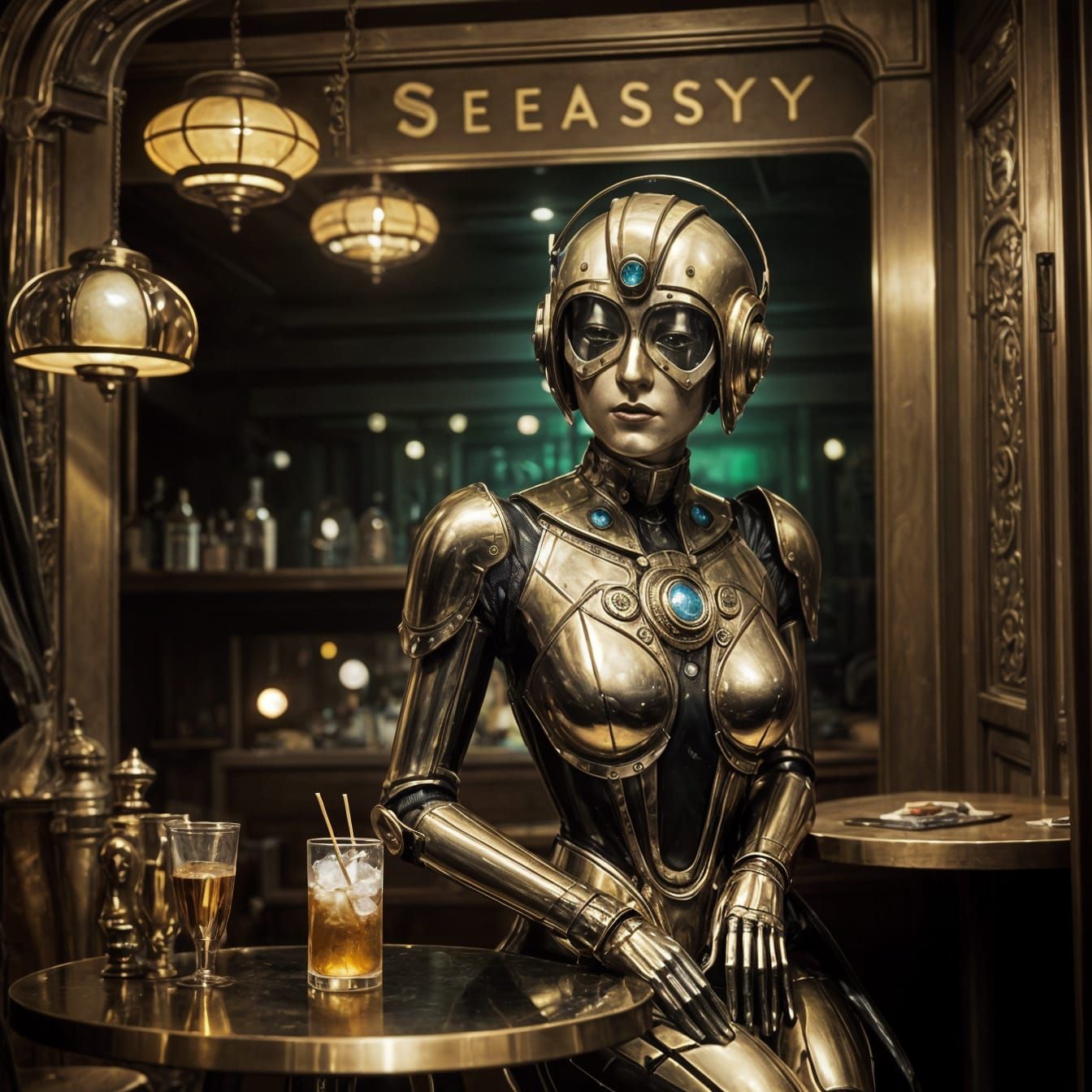Metropolis Robot Woman in Art Deco Speakeasy