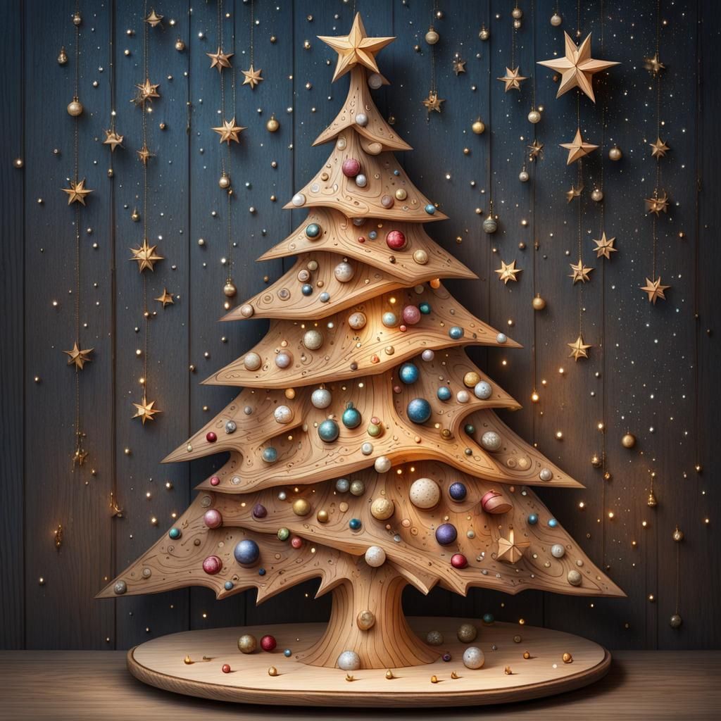 Whimsical Wooden Christmas Tree with Screw Ornaments