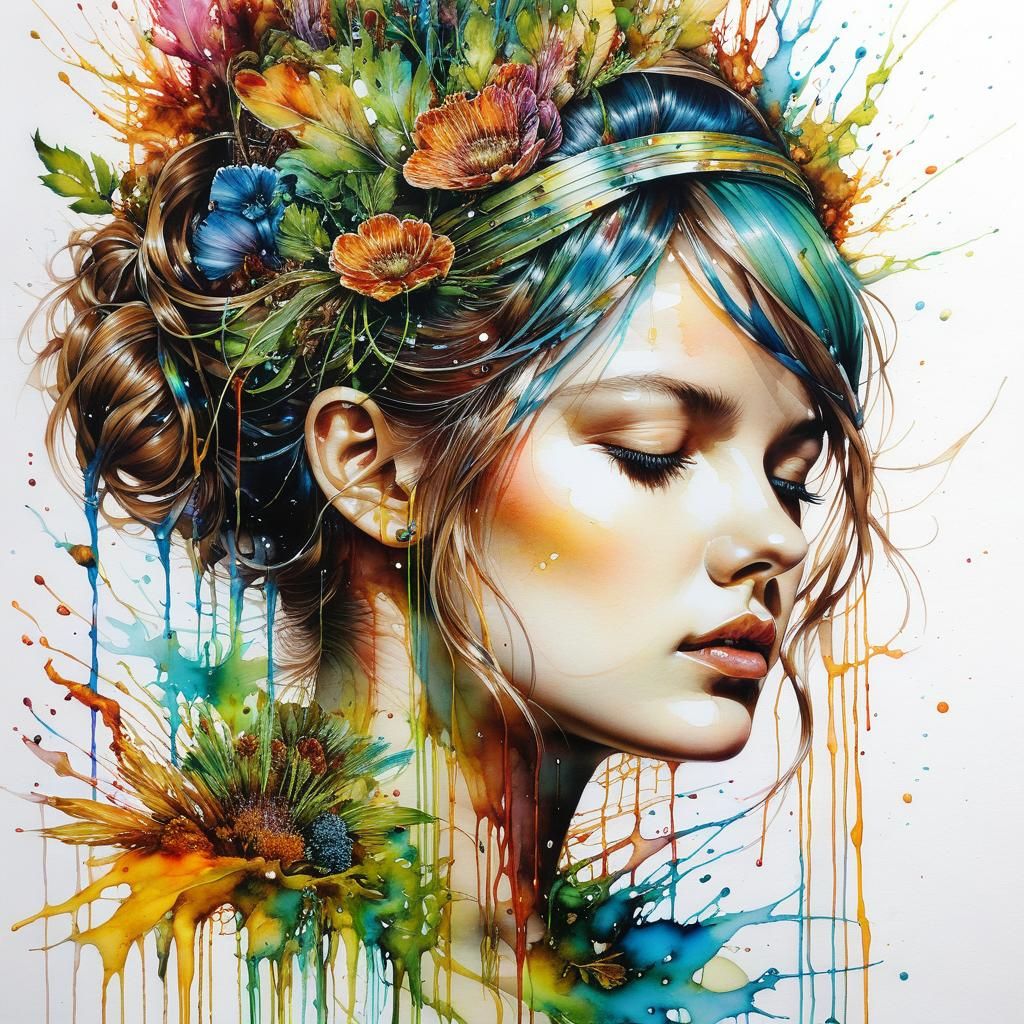 Organic Neurographic Art in Alcohol Ink Style