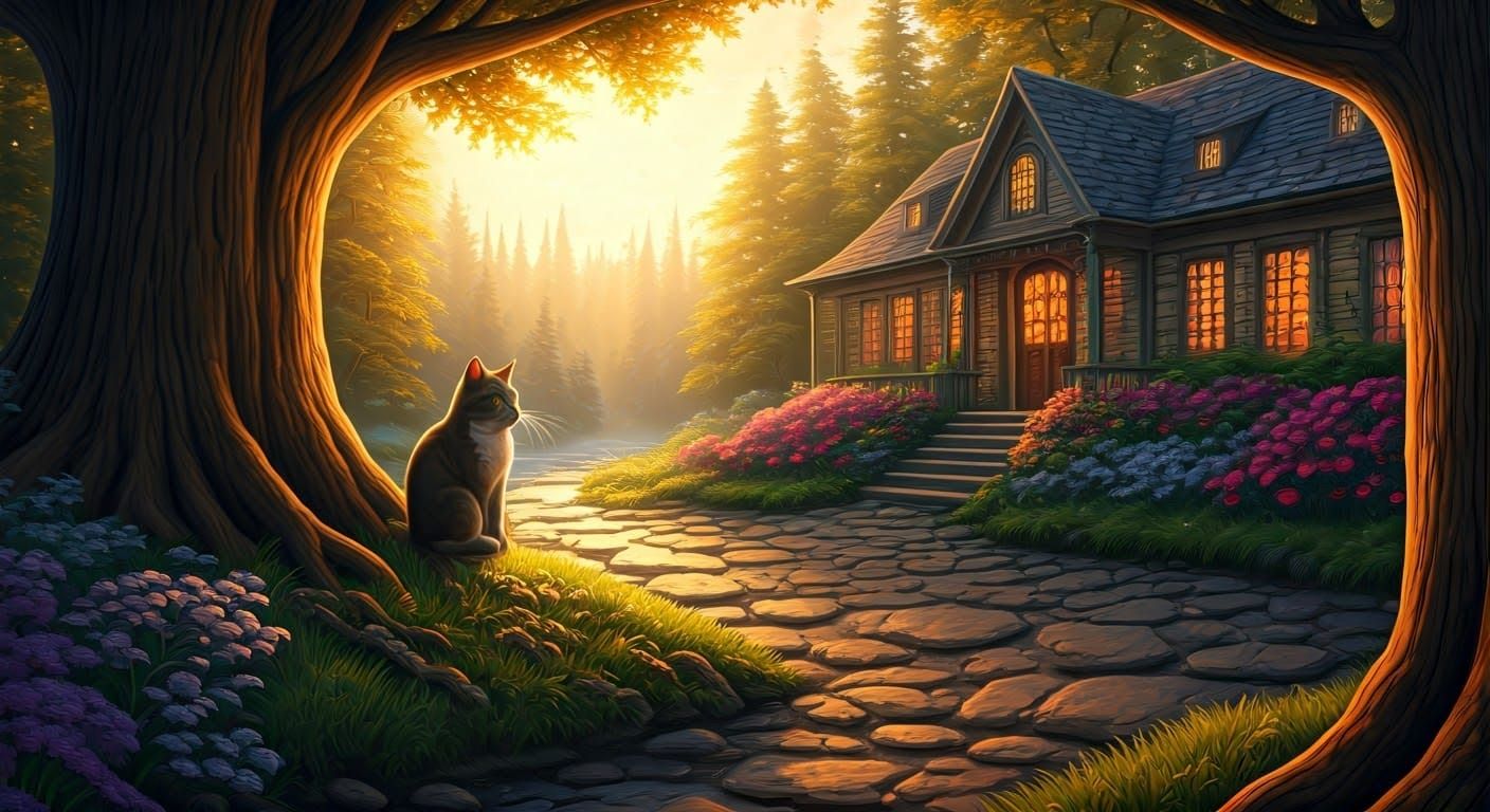 Ethereal Cat Portrait in Golden Hour Light