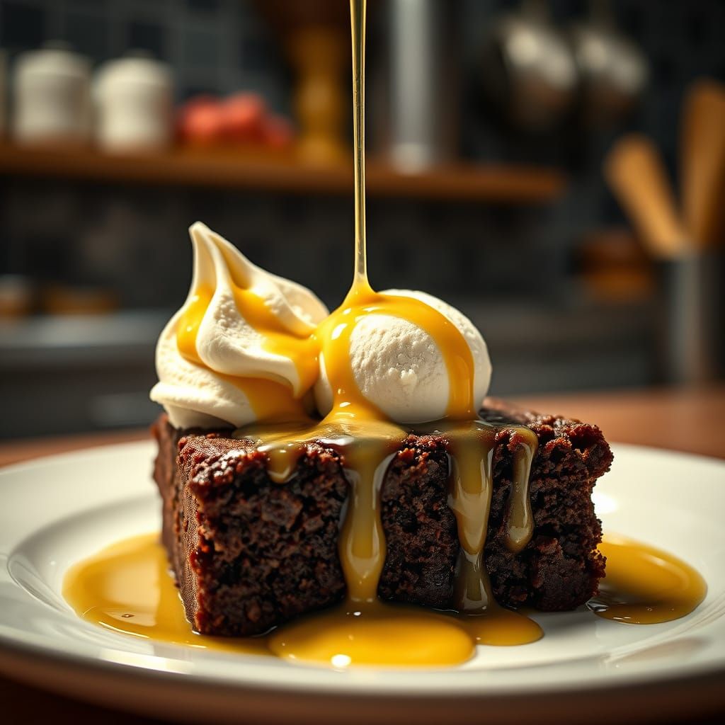 Luxurious Vanilla Ice Cream Masterpiece in a Michelin Kitche...