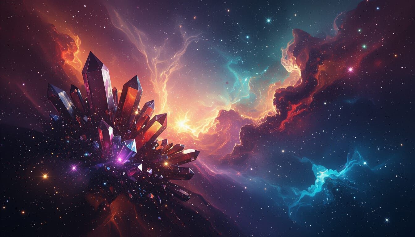 Exploding Crystal Nebula in Deep Space Digital Painting