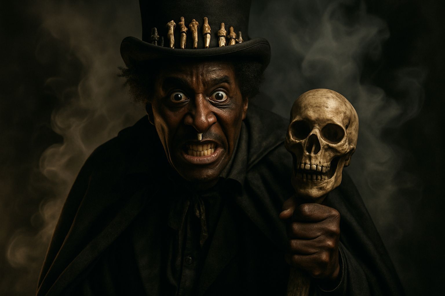 Voodoo Shock Rock Portrait with Skull Staff