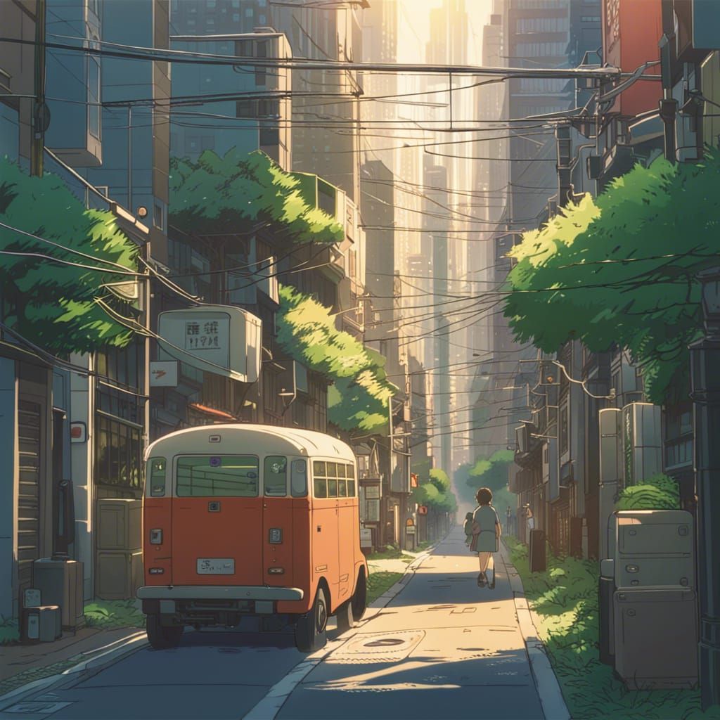 Anime Key Visual of Tokyo in Studio Ghibli Style
