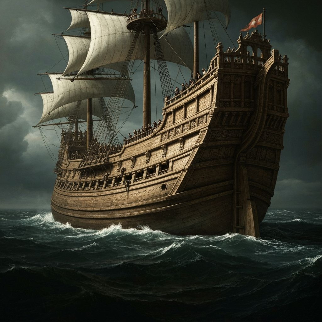 Baroque Ship Sails Stormy Seas