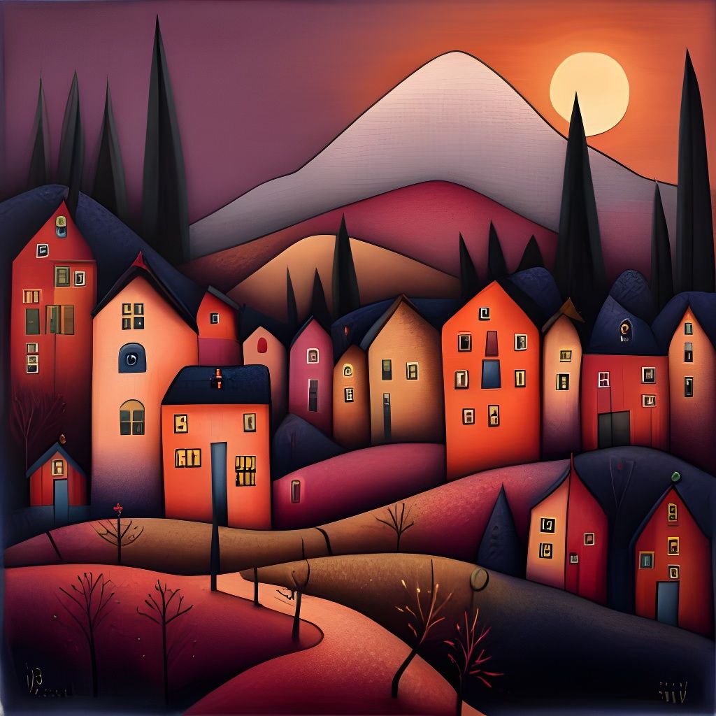 Happy Village in Art Brut Style