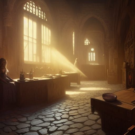 Medieval Brothel Interior in Dark Fantasy Style